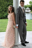 Princess Sweetheart Peach Prom Dresses with Appliques Beading, Sweet 16 STK20431