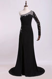 2024 One Sleeve Column/Sheath Prom Dresses P9ZYP4AX