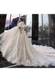 Princess Half Sleeve Ball Gown Wedding Dresses Appliques V Neck Bridal STKPYYC62LK