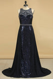 2024 Prom Dresses Scoop Sequins Mermaid P13M55Z7