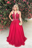 2024 A Line Scoop Tulle Prom Dresses With Applique PPGDM2DF