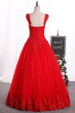 2024 Off-The-Shoulder Prom Dresses Ball Gown Tulle With Applique PF5GZ6BF