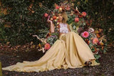 Chic Two Pieces Yellow Long Country Wedding Dresses With Lace, Cheap Prom Dresses STK15508