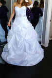 2024 Wedding Dresses Sweetheart Taffeta With Ruffles And Beads PAMB779P