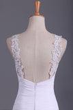 2024 White Prom Dresses Straps Mermaid/Trumpet Ruffled Bodice Beaded PN24ZDF5