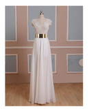 Cap Sleeves Sexy V-neck Side Slit Wedding Party Dresses Popular prom dresses online