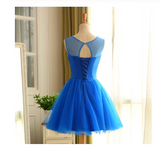 Royal Blue Short Beading Open Back Homecoming Dress