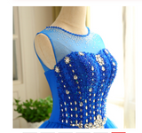 Royal Blue Short Beading Open Back Homecoming Dress