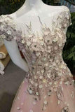 2024 New Arrival Vintage Tulle Prom Dresses A-Line With Handmade Flowers PF56G42M