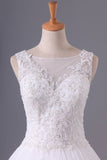 2024 Hot Bateau Wedding Dresses A Line Tulle With PRTCA8S3