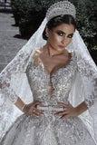 2024 Long Sleeves A Line Wedding Dresses Tulle With Applique P3JMTXP4