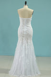 2024 Mermaid Boat Neck Wedding Dresses With Applique Chapel PRJKNSM2