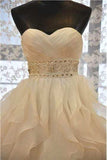 2024 Sweetheart Wedding Dress A Line Organza With Beads And PAFSSYXB