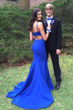 Simple Mermaid Open Back Royal Blue Prom Dresses For Teens, Long Prom Dress SRS15394