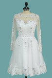 2024 A Line Scoop Wedding Dresses Long Sleeves Tulle With Applique & Beading Detachable Skirt PXY9RK7C