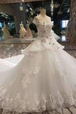 2024 New Arrvival Marvelous Tulle Wedding Dresses Lace Up With Appliques PADMR2AT