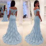 Off Shoulder Sweetheart Mermaid Prom Dresses Lace Formal Party Dresses