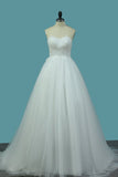 2024 A Line Sweetheart Tulle Wedding Dresses With Appliques P8AL1CF9