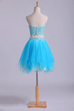 2024 Sweetheart Short Homecoming Dresses Tulle With Applique PLDQY8XZ