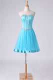 2024 Homecoming Dresses Sweetheart A Line Short/Mini Beaded Neckline And Waistline P57H1SQ9