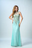 2024 High Neck Prom Dresses Sheath Beaded Bodice Tulle Floor PRJE6C4R