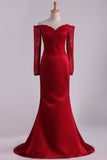 2024 Prom Dresses Mermaid/Trumpet Spandex With Applique Sweep Train P4DPLTMK