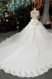 2024 Wedding Dresses Off The Shoulder Ball Gown Tulle Lace Up With Appliques And PNPZNB8X