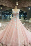 2024 Low Price Floral Prom Dresses Pink Color With Handmade Flowers PSZG2K8H