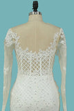 2024 Mermaid Tulle Wedding Dresses Long Sleeves Scoop P61CQBQQ