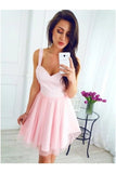 A Line V Neck Short Homecoming Graduation Dresses P48FMEBG