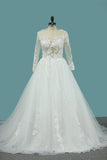 2024 Scoop Long Sleeves Tulle Wedding Dresses With PEAH8YZT