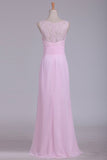 2024 New Arrival Chiffon & Lace Scoop Bridesmaid Dresses Floor PB612BC9