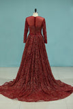 2024 Bling Bling Evening Dresses Burgundy Mermaid Scoop Sweep/Brush PLDZJD8T