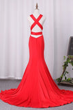 2024 Mermaid Open Back Evening Dresses V Neck Satin PCDZDEJA