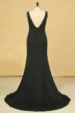 2024 Plus Size Prom Dresses V-Neck Mermaid Court Train Spandex V-Back With Zipper P5NS1XTT