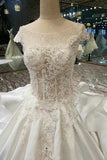 2024 Marvelous Satin High Quality Floral Wedding Dresses Lace Up Scoop Neck PC75YQBG