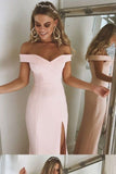 Off The Shoulder Pink Long Prom Dresses Evening Dresses Party Dresses