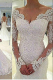 2024 Mermaid/Trumpet Bateau Tulle Wedding Dresses With Applique P18Z8TML