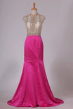 2024 High Neck Beaded Bodice Prom Dresses Mermaid PMKHKYS5