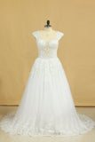 2024 Plus Size Bridal Dresses A-Line Off The Shoulder Tulle Court Train White Zipper P32KJLPZ