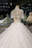 2024 Luxurious High Neck Wedding Dresses Tulle With Sequins P561GS1F