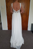 A Line Sweep Train Sweetheart Backless Appliques Wedding Dresses