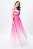 Elegant Ombre Light Plum Spaghetti Straps Sweetheart A-Line Chiffon Prom Dresses