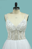 2024 A Line Spaghetti Straps Wedding Dresses Beaded Bodice Tulle PM1ABSQG