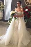 2024 Mermaid Off The Shoulder Tulle With Applique Wedding Dresses Court PZGN8A62