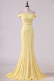 2024 New Arrival Mermaid Boat Neck Evening Dresses Spandex Floor PDQSK4Z6