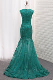 2024 Mermaid Prom Dresses Scoop Tulle With Applique And Beads P923SLP8