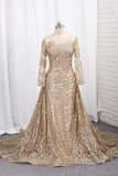 2024 Bling Bling Evening Dresses Mermaid Scoop Sweep/Brush Sequins Lace PH2SY3PP