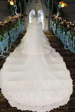 2024 Marvelous Bling Wedding Dresses Scoop Neck With Long Sleeves Appliques PE4DKSBQ