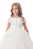 2024 Open Back Scoop Tulle With Applique Ball Gown Flower PKH8SZ3B